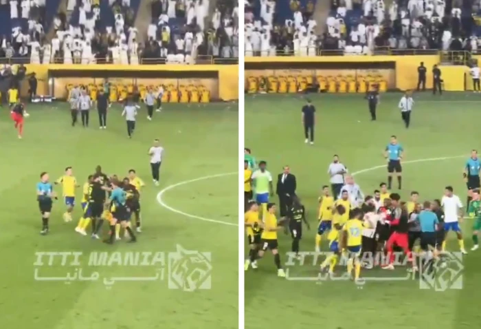 فيديو جديد للشجار العنيف بالأيدي بين لاعبي النصر والاتحاد بعد نهاية المباراة 