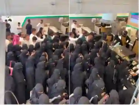 سر الزحام الشديد وطوابير الشباب والبنات في الرياض على هذا الكافية 
