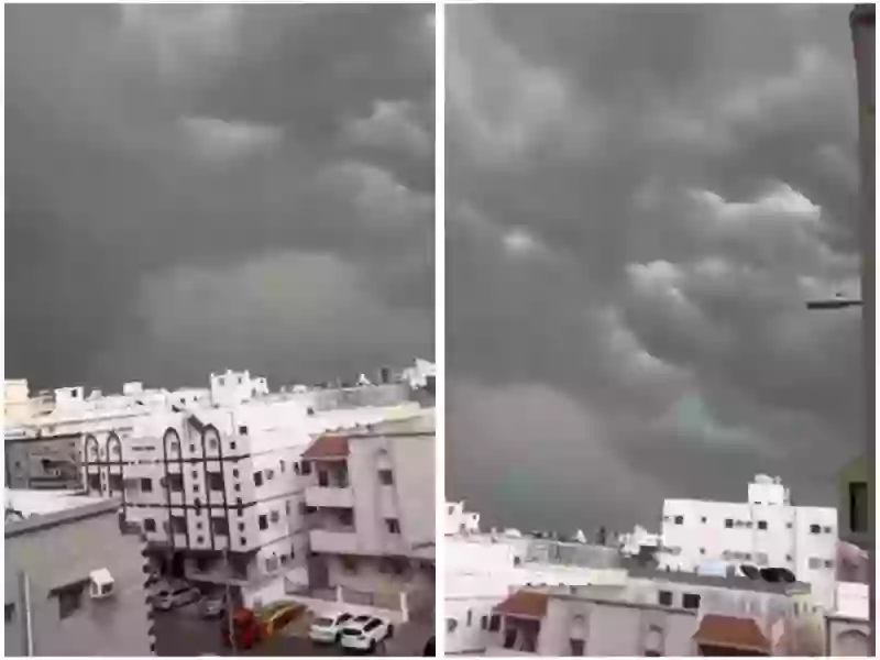 فيديو سحابة ضخمة تحجب الشمس عن  مدينة جدة وتغطيها بالكامل 