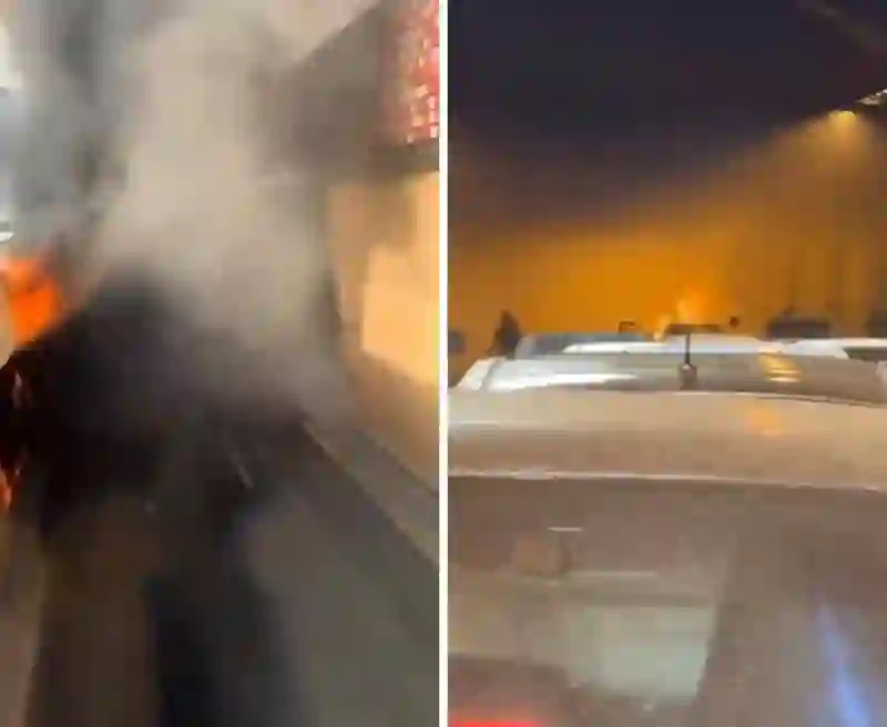 فيديو حريق ضخم داخل نفق مروري في الرياض بعد حادث تصادم كبير 